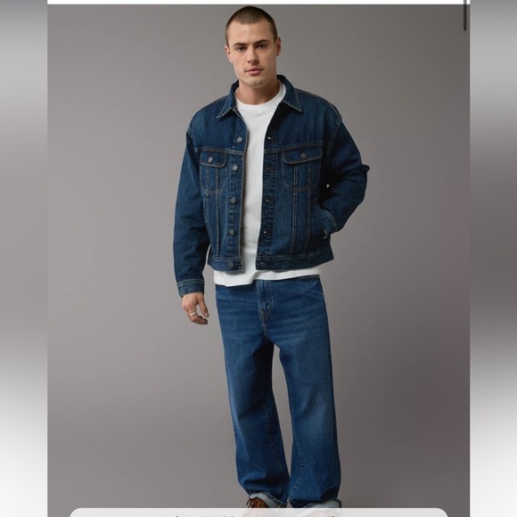 American Eagle AE Men’s XL Denim Trucker Jean Jacket Rancher Jeans Dark Wash NWT - Picture 9 of 13
